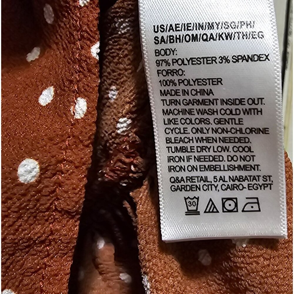 Aeropostale Brown Polka Dot Puff Sleeve Dress Size L Ruffle Hem - Picture 6 of 8
